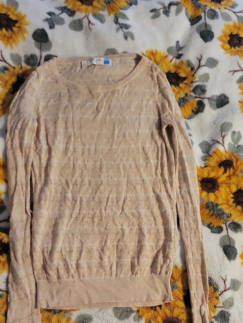 sparrow Beige Shimmer Crew Neck Sweater